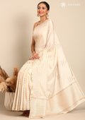 Cream Fancy Embroidery Tussar Saree - Taashi