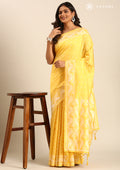 Yellow Stylised Ikat Pattern Tussar Saree - Taashi