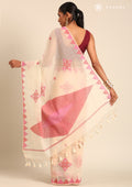 Beige Kasuti Pattern Woven Tussar saree - Taashi