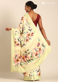 Pista Green A/O Floral Printed Satin Saree - Taashi