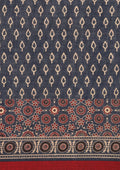 Indigo And Maroon Ajrakh Printed Cotton Saree - Taashi