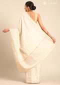 Cream Fancy Embroidery Tussar Saree - Taashi