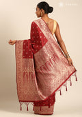 Maroon Traditional Woven Tussar Saree - Taashi