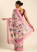 Dusty Pink Floral Printed Georgette Saree - Taashi