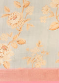 Blue And Pink Floral Printed Tissue Organza Saree - Taashi
