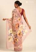Beige Floral Printed Georgette Saree - Taashi