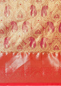 Mauve And Red Jaal And Paisley Pattern Kanchipuram Saree - Taashi