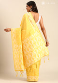 Yellow Stylised Ikat Pattern Tussar Saree - Taashi
