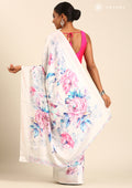 Lavender A/O Floral Printed Satin Saree - Taashi