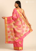 Pink Betel Leaf Woven Tussar Saree - Taashi