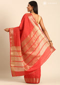 Red Traditional Zari Butta Woven Tussar Saree - Taashi