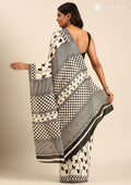 Tussar X Black Printed Art Tussar Matka Silk Saree - Taashi