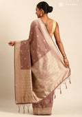 Mocha Mousse Traditional Pattern Woven Tussar Saree - Taashi