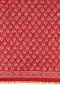 Maroon Batik Floral Butta Printed Cotton Saree - Taashi