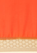 Orange Crepe Saree With Zari Border - Taashi