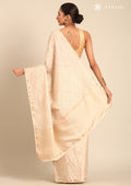 Cream Fancy Embroidery Tussar Saree - Taashi