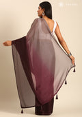 Multicolor Ombre Striped Chiffon Saree - Taashi