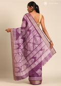 Purple Abstract Printed Tussar Saree - Taashi
