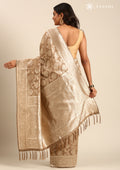 Beige Jaal Woven Tussar Saree - Taashi
