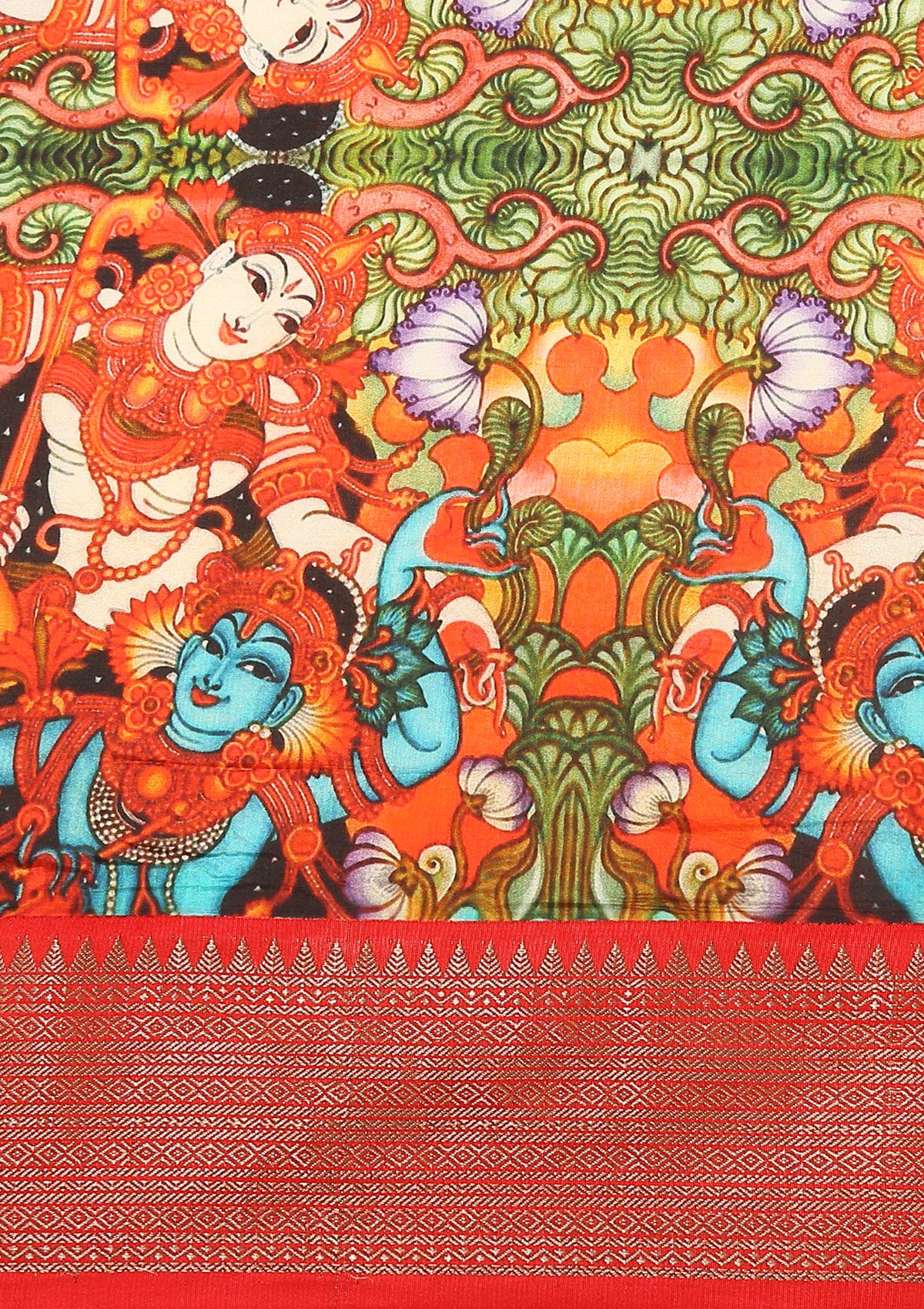 Multicolor Traditional Printed Silk Saree - Taashi