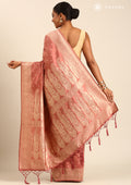 Dusty Dark Peach Traditional Pattern Woven Tussar Saree - Taashi