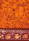Orange And Maroon Batik Printed Cotton Saree - Taashi