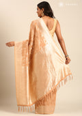 Peach Floral Woven Tussar Saree - Taashi