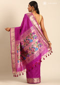 Violet Paithani Pattern Tussar Saree - Taashi