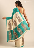 Tussar Paisley Printed Art tussar Matka Silk Saree - Taashi