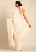 Cream Fancy Embroidery Tussar Saree - Taashi