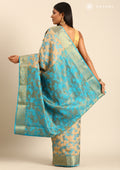 Blue Floral Woven Tussar Saree - Taashi