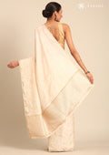 Cream Fancy Embroidery Tussar Saree - Taashi