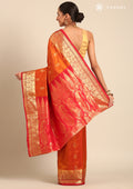 Rust Orange Paisley Butta Pattern Woven Kanjivaram Silk Saree - Taashi