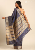 Blue Traditional Zari Butta Woven Tussar Saree - Taashi
