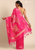 Pink Jacquard Pattern Placement Tussar Saree - Taashi