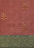 Chocolate Brown Floral Woven Tussar Saree - Taashi