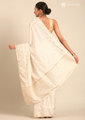Cream Fancy Embroidery Tussar Saree - Taashi