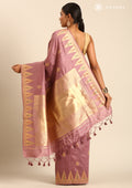 Mauve Traditional Zari Woven Tussar Saree - Taashi