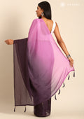 Purple Ombre Striped Chiffon Saree - Taashi