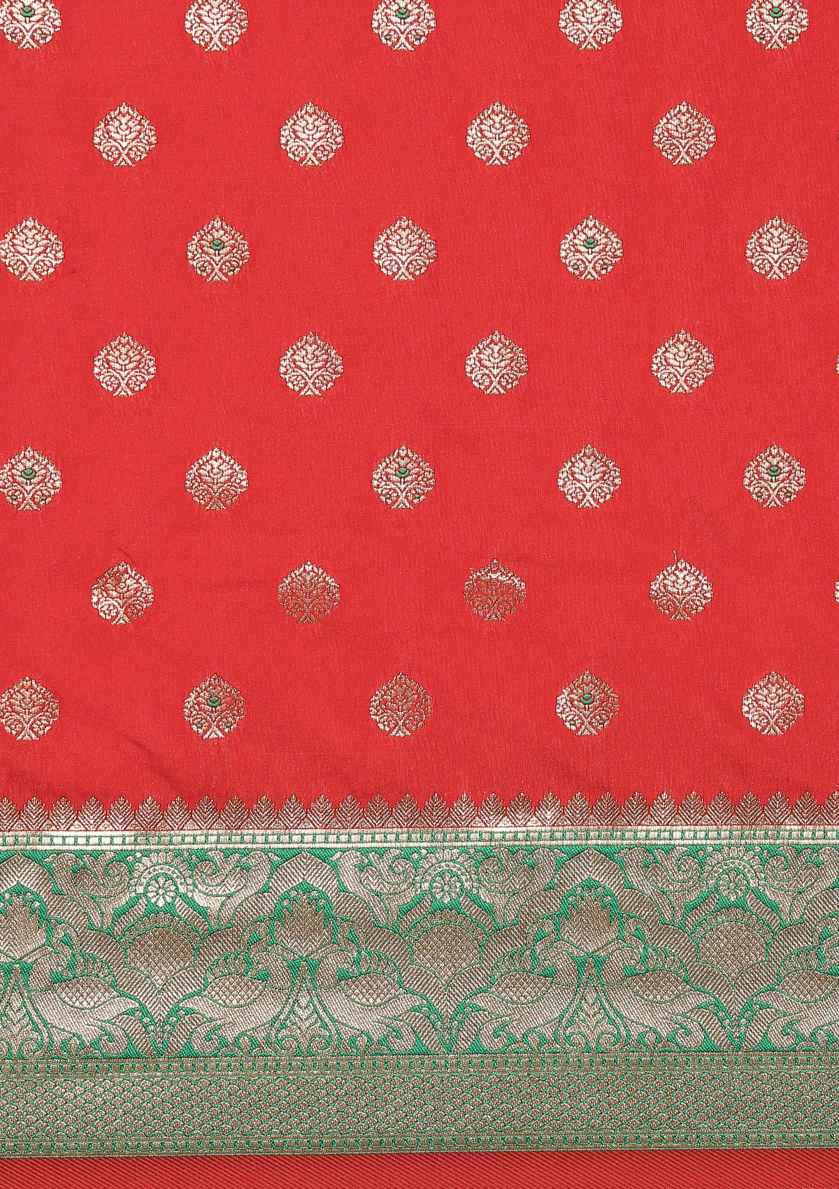 Red Allover Butta Weaving Silk Saree - Taashi