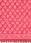Pink Batik Floral Butta Printed Cotton Saree - Taashi