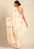 Cream Fancy Embroidery Tussar Saree - Taashi