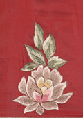 Maroon Floral EmbroideRed Organza Saree - Taashi