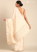 Cream Fancy Embroidery Tussar Saree - Taashi