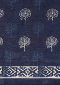 Indigo Batik Tree Butta Printed Cotton Saree - Taashi