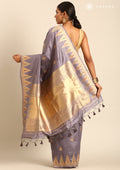 Pale Blue Traditional Zari Woven Tussar Saree - Taashi