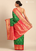Dark Green Traditional Woven Pattern Kadial Silk Saree - Taashi