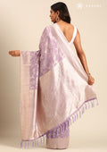 Mauve Floral Woven Tussar Saree - Taashi