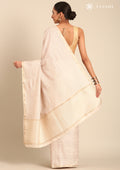 Cream Fancy Embroidery Tussar Saree - Taashi