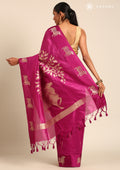 Violet Jacquard Pattern Placement Tussar Saree - Taashi